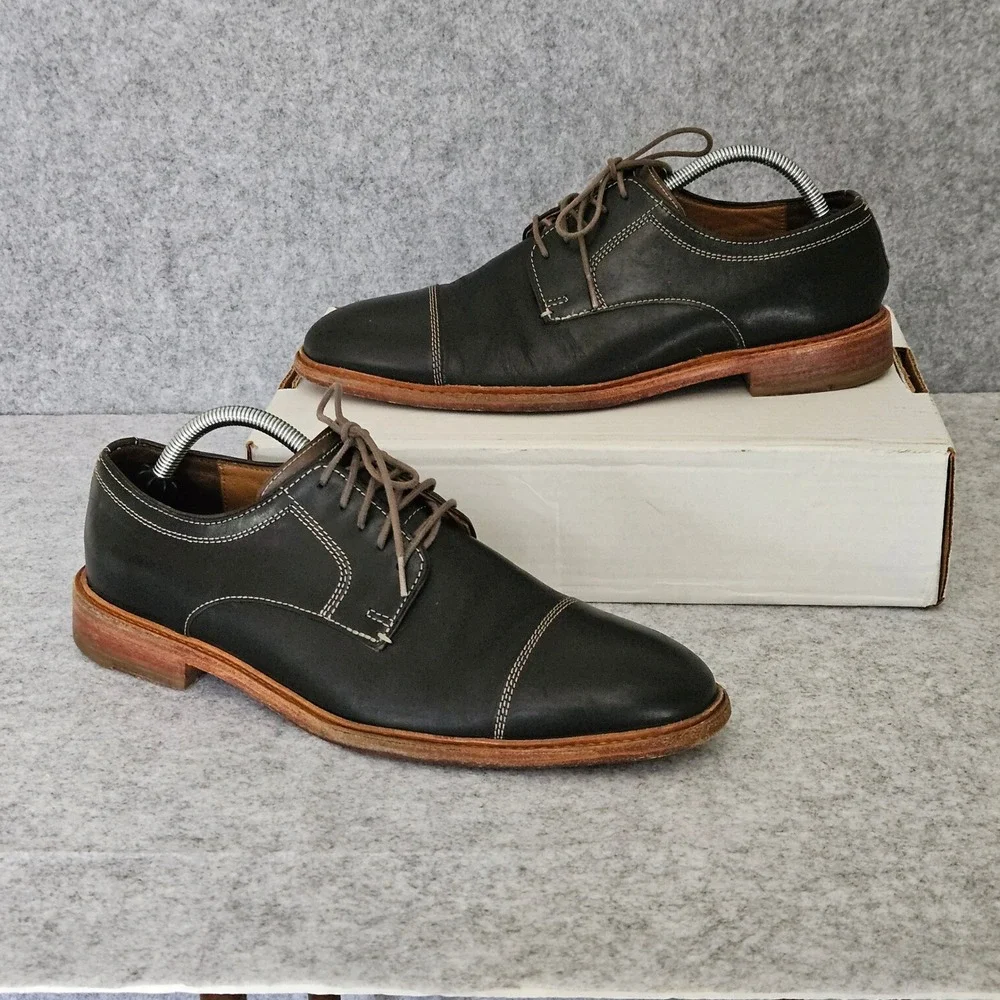 Johnston & Murphy Conard Black Leather Cap Toe Oxford Dress Shoes Mens 9.5